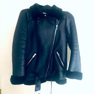 Zara Faux Fur Moto Jacket, Sz S